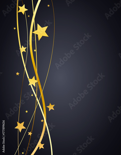 Gold stars on black vertical background