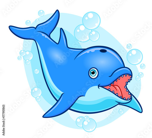 Cartoon happy dolphin