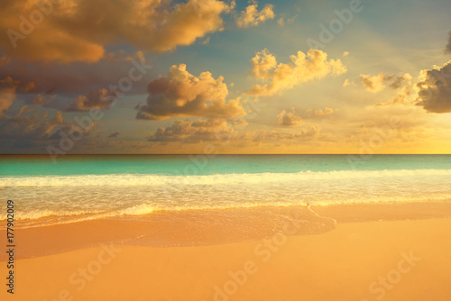 Caribbean sunset beach in Riviera Maya