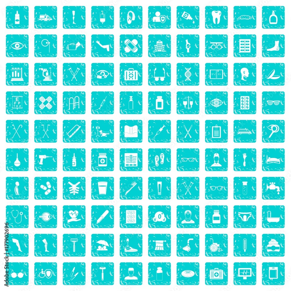 100 disabled healthcare icons set grunge blue 100 disabled healthcare icons set grunge blue