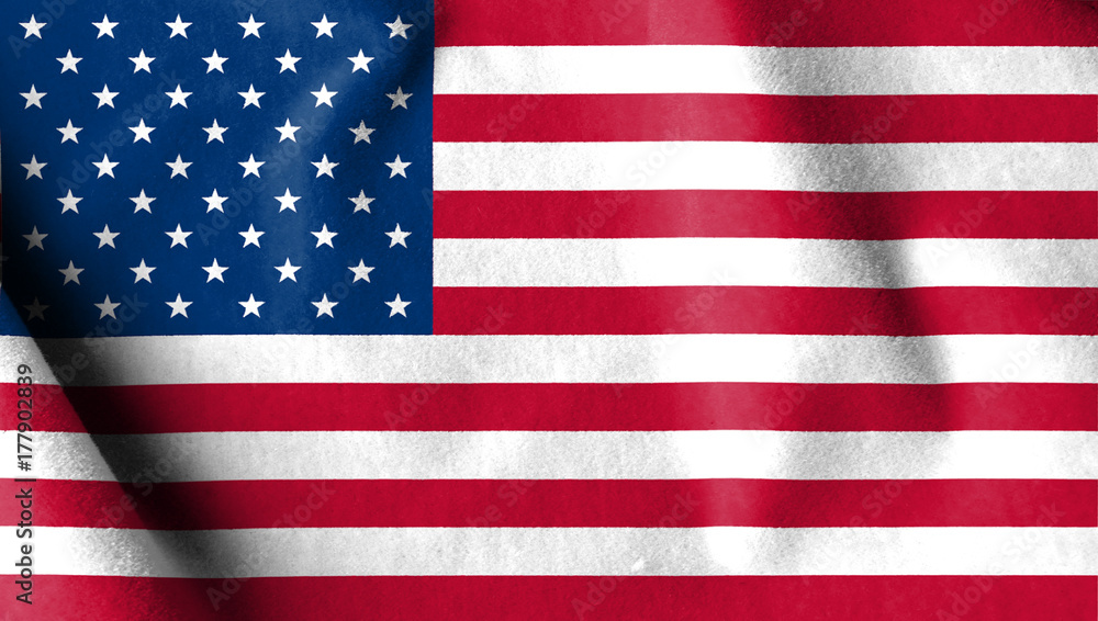 Fototapeta premium United states fabric flag, USA velvet fabric flag.