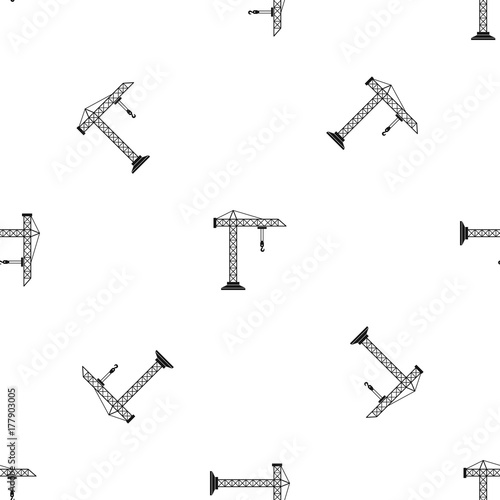 Construction crane pattern seamless black