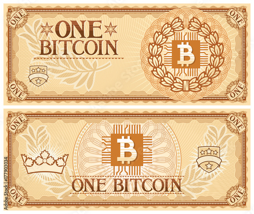One Bitcoin abstract banknote