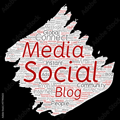 Vector conceptual social media networking or communication web marketing technology brush or paper word cloud isolated on background. A tagcloud for global community worldwide concept or advertising