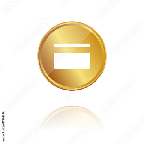 Kreditkarte - Gold Münze mit Reflektion