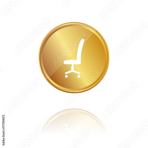 Bürostuhl - Gold Münze mit Reflektion