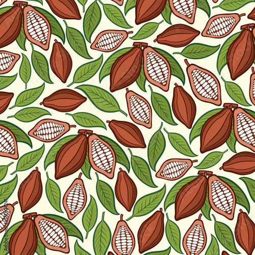 background pattern with cocoa beans
