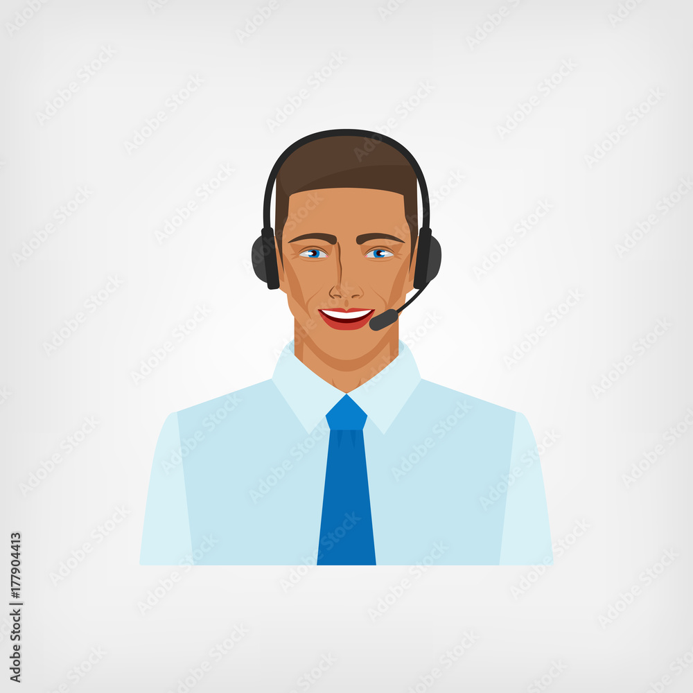 young man operator call center