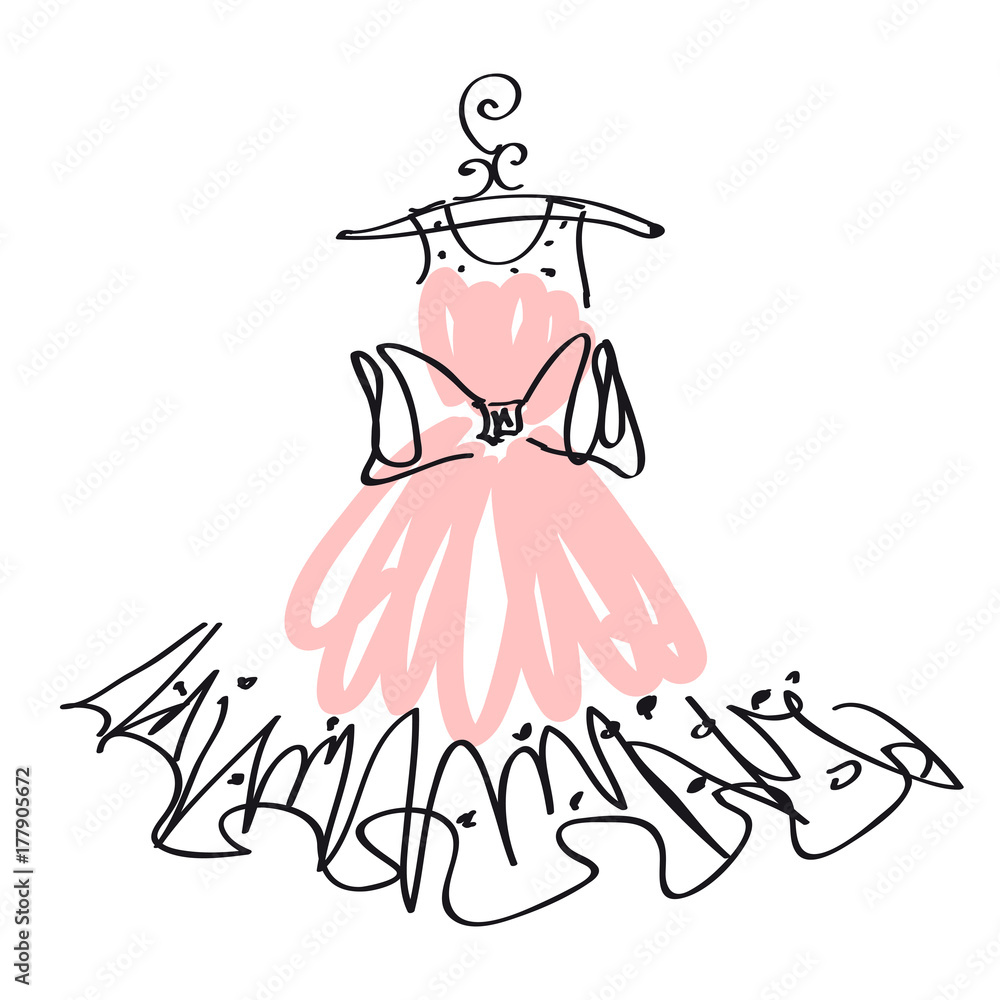 Fototapeta premium wedding dress design, black and white,pink