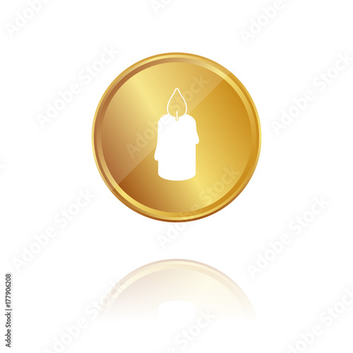 Kerze Flamme - Gold Münze mit Reflektion