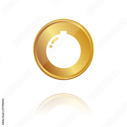 Christbaumkugel - Gold Münze mit Reflektion