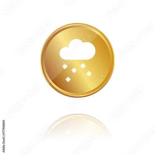 Schnee Wolke - Gold Münze mit Reflektion