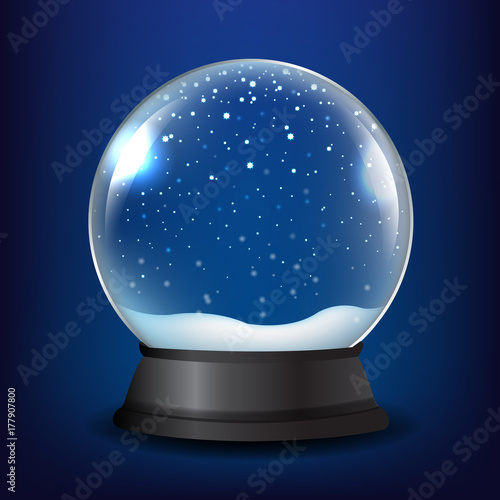 Winter Snow Globe With Blue Background
