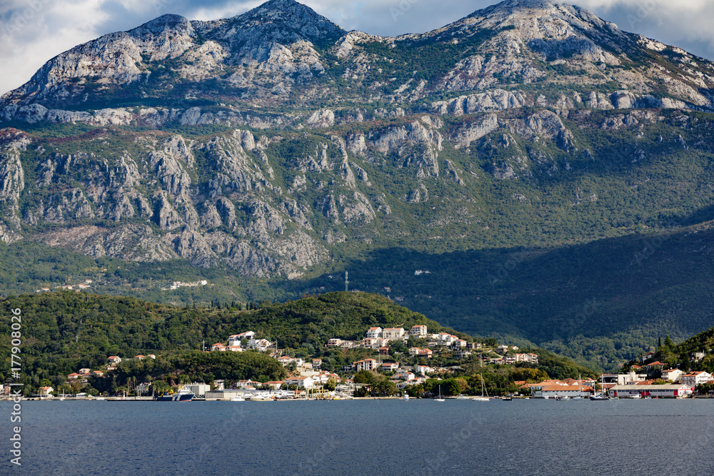 Condos on Coast Below Montenegro Mountains