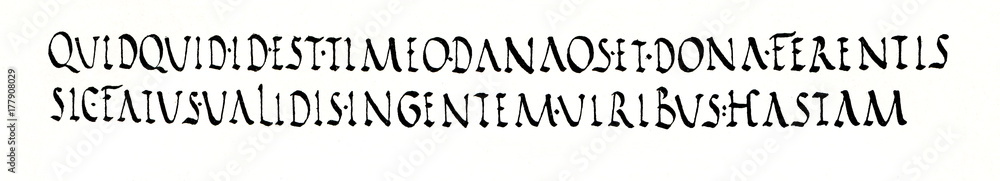 Roman square capitals, text of Virgil, 4th century (from Meyers Lexikon, 1896, 13/420/421) Roman square capitals, text of Virgil, 4th century (from Meyers Lexikon, 1896, 13/420/421)