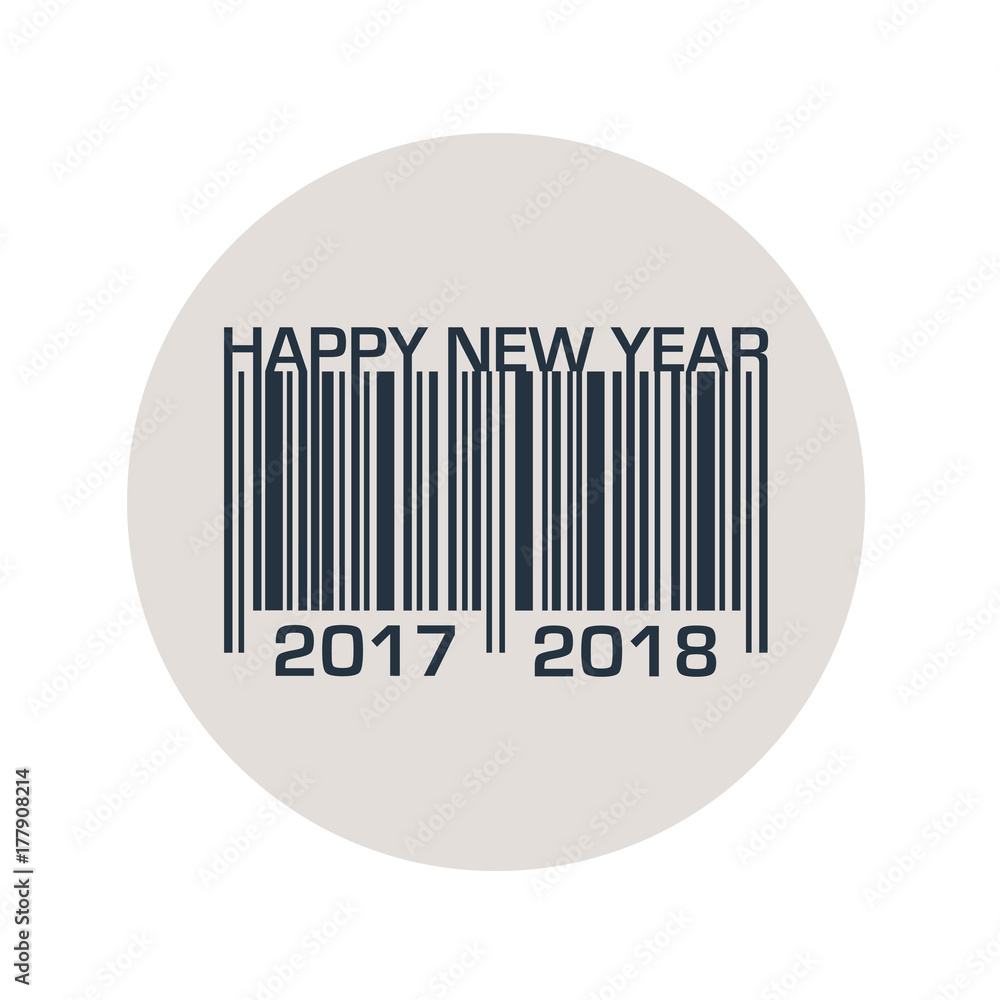 Icono plano codigo de barras 2017 2018 en circulo gris Icono plano codigo de barras 2017 2018 en circulo gris