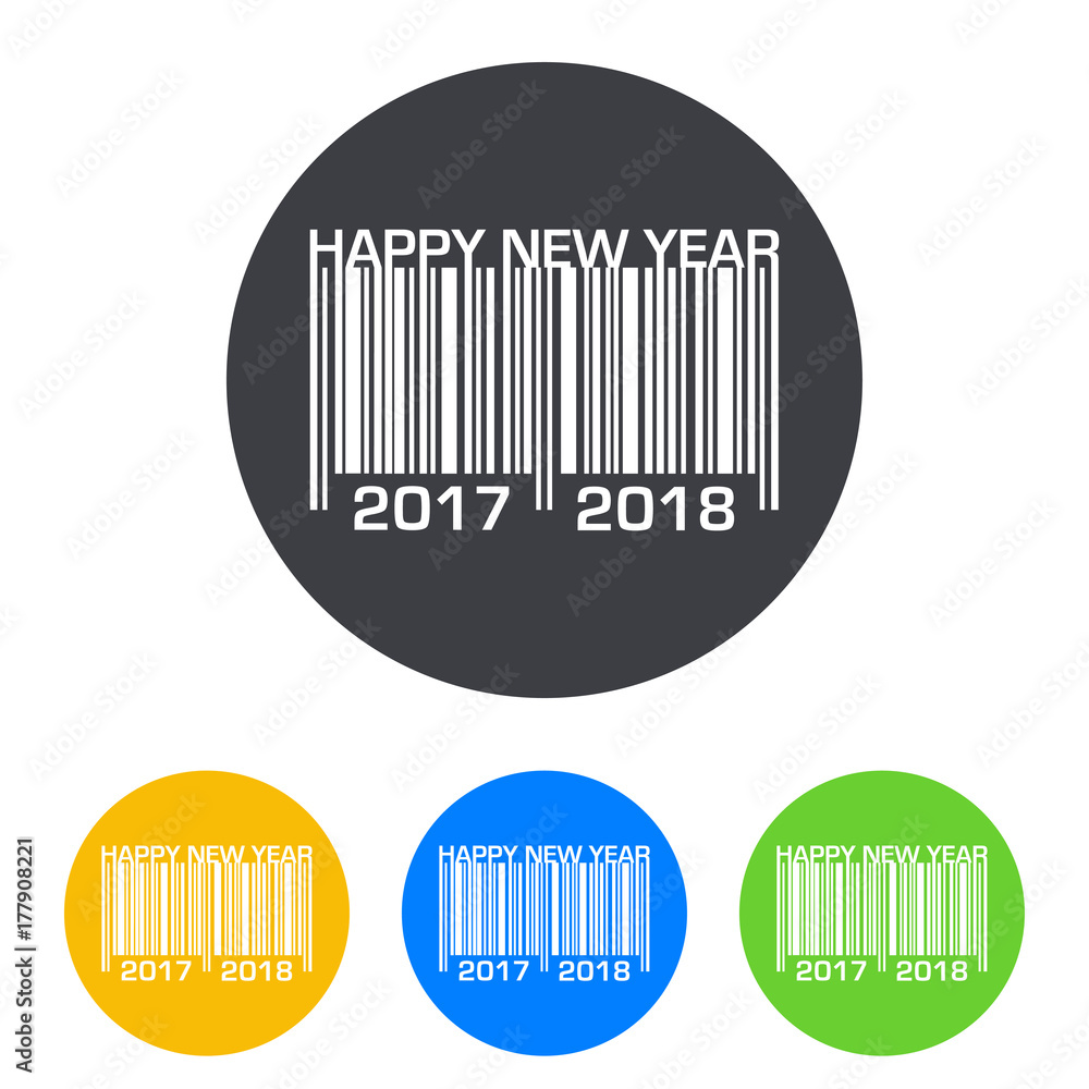 Icono plano codigo de barras 2017 2018 en circulo varios colores Icono plano codigo de barras 2017 2018 en circulo varios colores