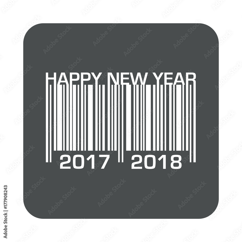 Icono plano codigo de barras 2017 2018 en cuadrado gris Icono plano codigo de barras 2017 2018 en cuadrado gris