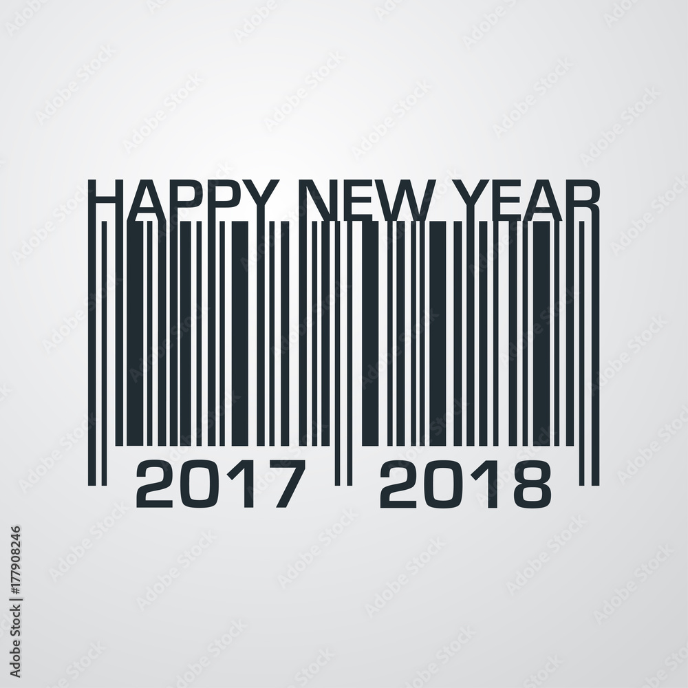 Icono plano codigo de barras 2017 2018 en fondo degradado Icono plano codigo de barras 2017 2018 en fondo degradado