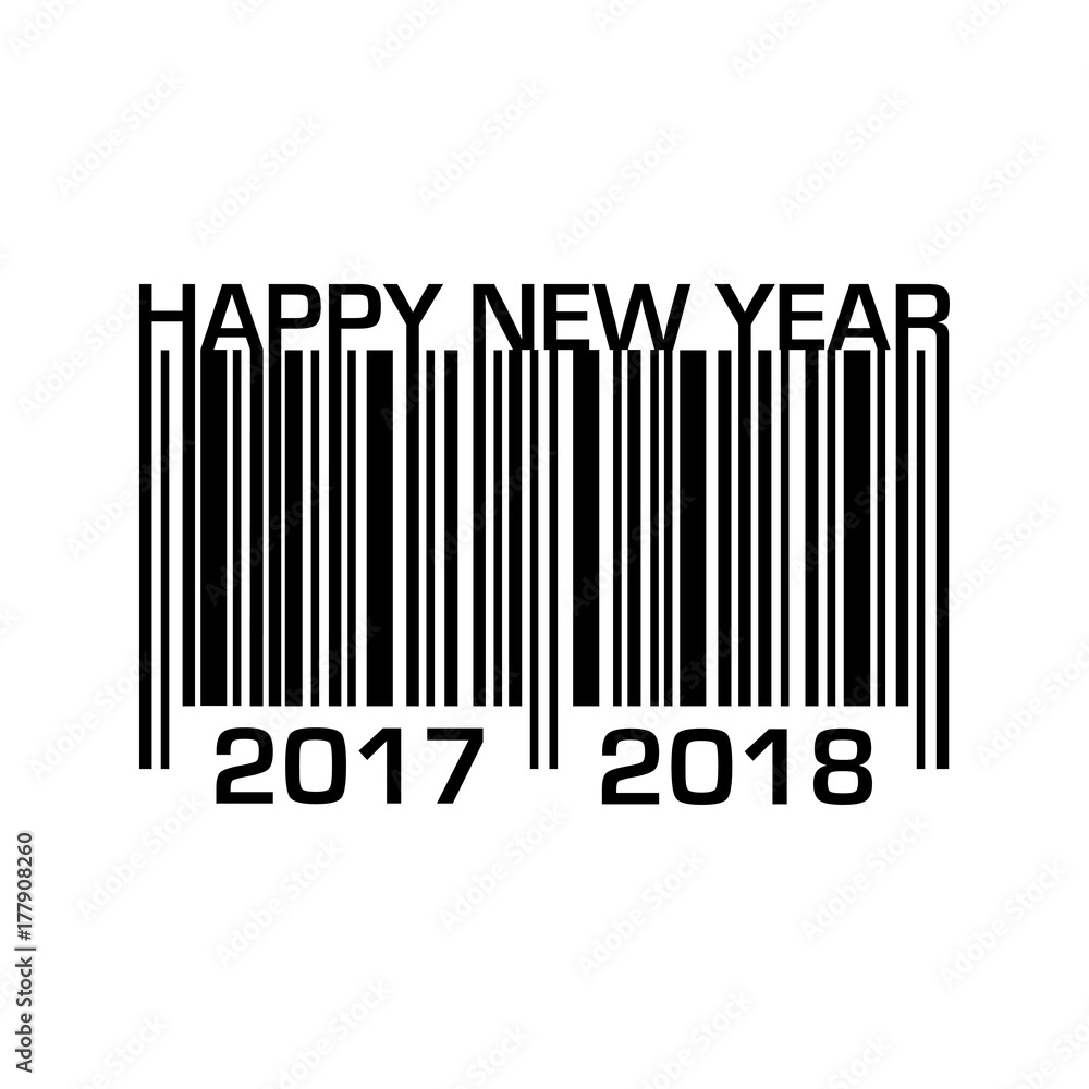 Icono plano codigo de barras 2017 2018 negro en fondo blanco Icono plano codigo de barras 2017 2018 negro en fondo blanco