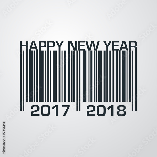 Icono plano codigo de barras 2017 2018 en fondo degradado