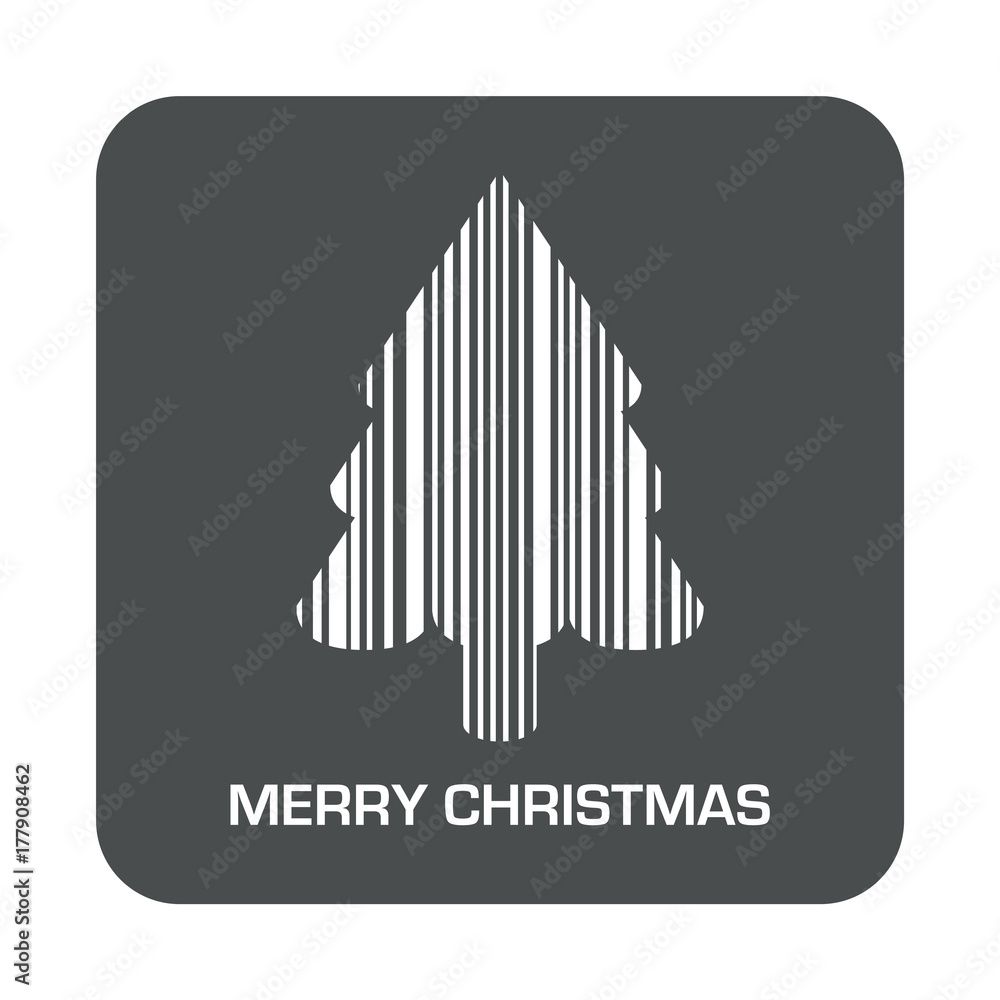 Obraz premium Icono plano codigo de barras Merry Christmas arbol en cuadrado gris