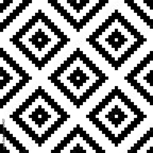 Ethnic tribal zig zag and rhombus seamless pattern. illustration for beauty fashion design. Black white colors. Vintage stripe style.