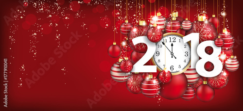 Headliner Weihnachtskugeln mit einer Uhr und dem Datum 2018