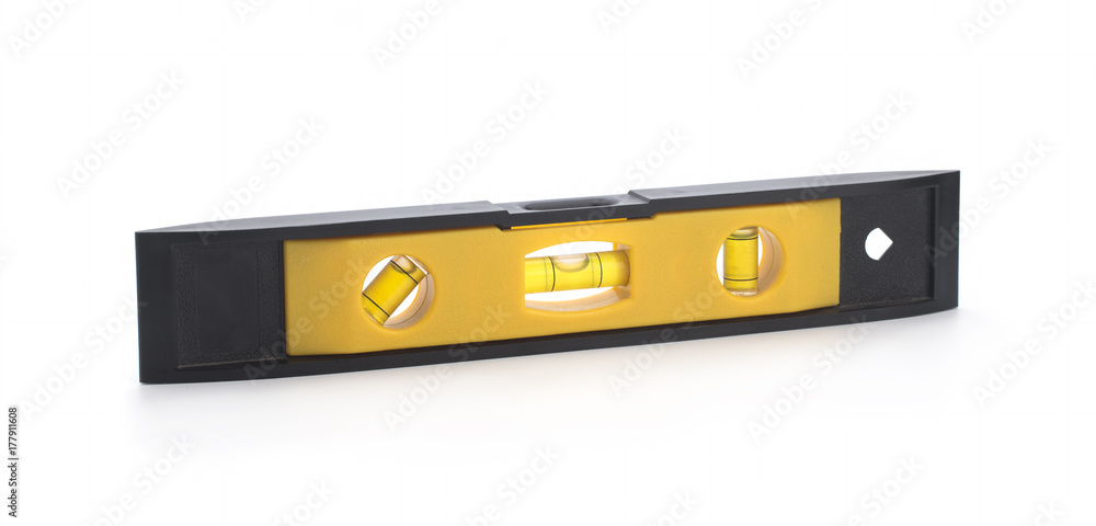 Yellow spirit level isolated on white background Yellow spirit level isolated on white background