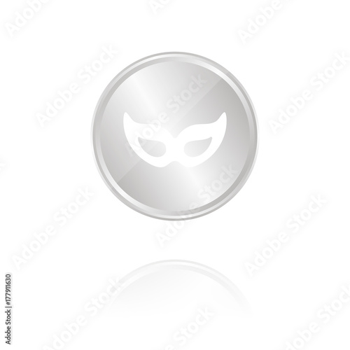Maske - Maskiert - Silber Münze mit Reflektion