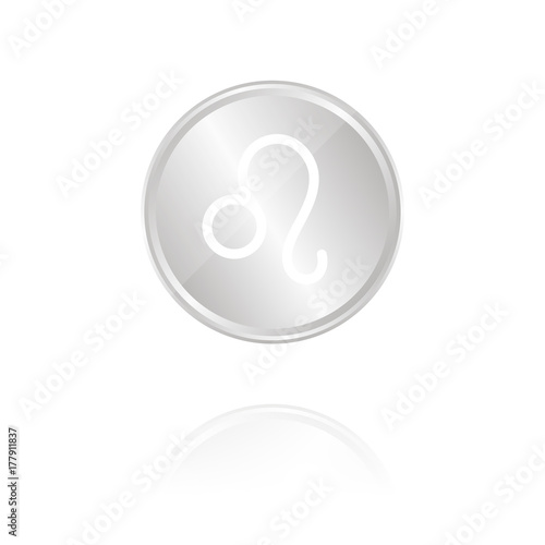 Sternzeichen - Löwe - Silber Münze mit Reflektion