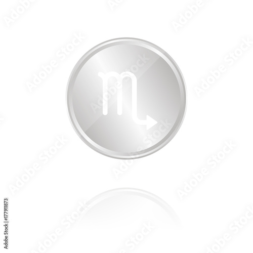 Sternzeichen - Skorpion - Silber Münze mit Reflektion