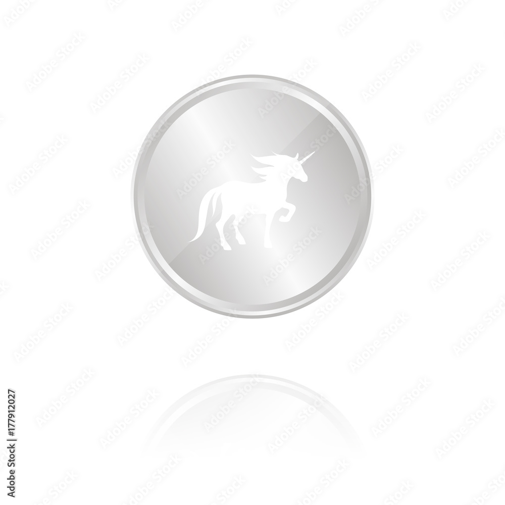 Sternzeichen - Einhorn - Silber Münze mit Reflektion