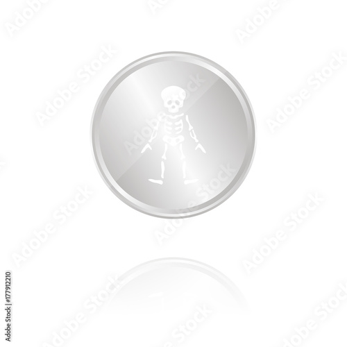 Skelett - Silber Münze mit Reflektion