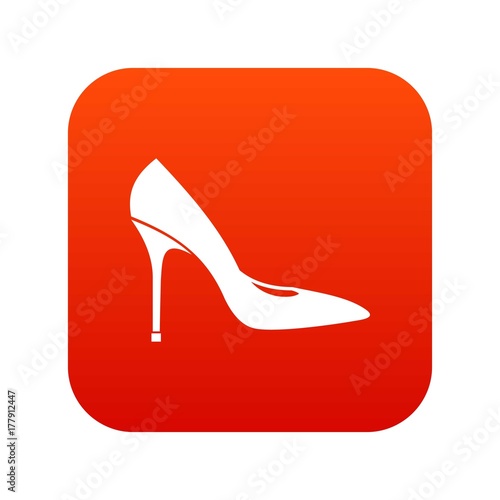 Women shoe with high heels icon digital red
