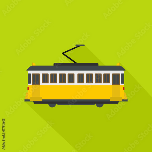 Tram icon, flat style