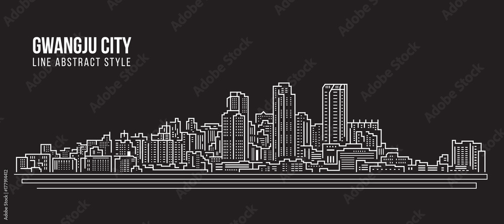 Fototapeta Cityscape Building Linia sztuki Wektor ilustracja projektu - miasto Gwangju