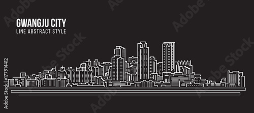 Cityscape Building Line art Vector Illustration design - Gwangju city