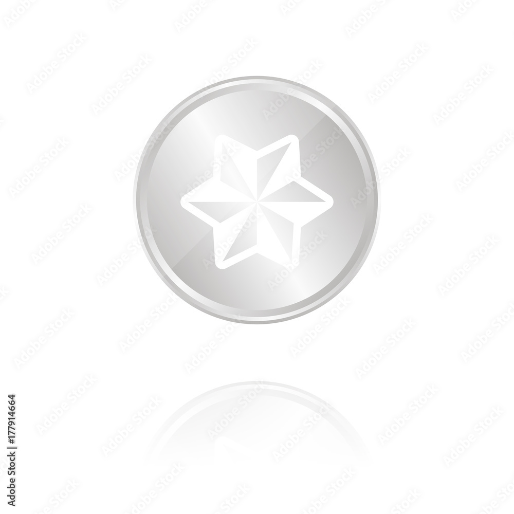 Weihnachtsstern - Silber Münze mit Reflektion Weihnachtsstern - Silber Münze mit Reflektion