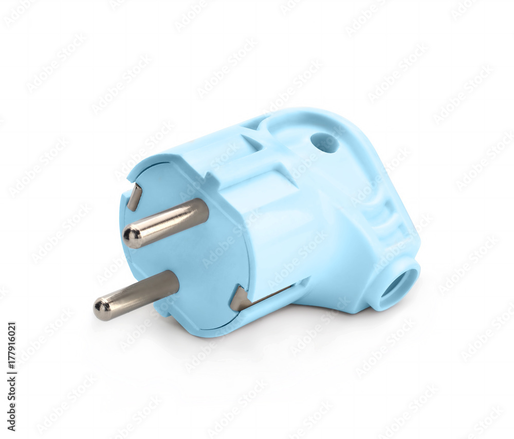Color electric plug, powerful energy on a white background Color electric plug, powerful energy on a white background