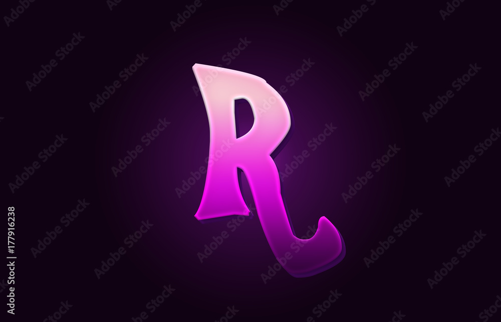 letter R alphabet 3d text logo icon design