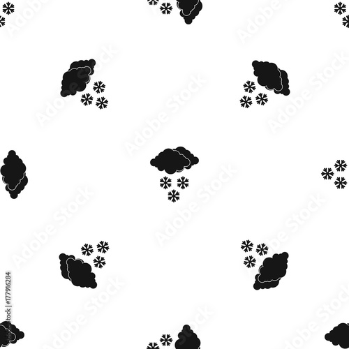 Cloud and snowflakes pattern seamless black