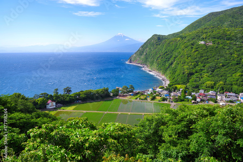 西伊豆の海岸と富士山