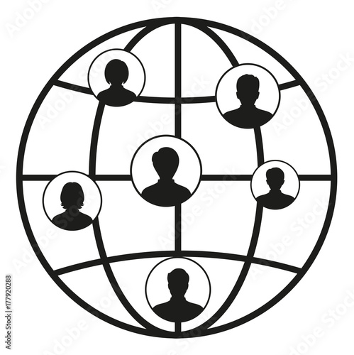 Globe and people on a white background