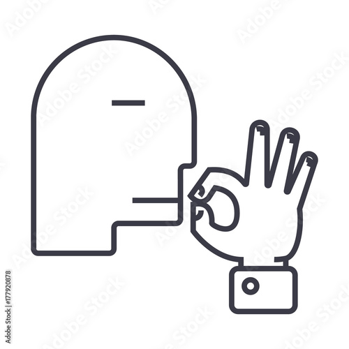 man kissing fingers  line icon, sign, symbol, vector on isolated background