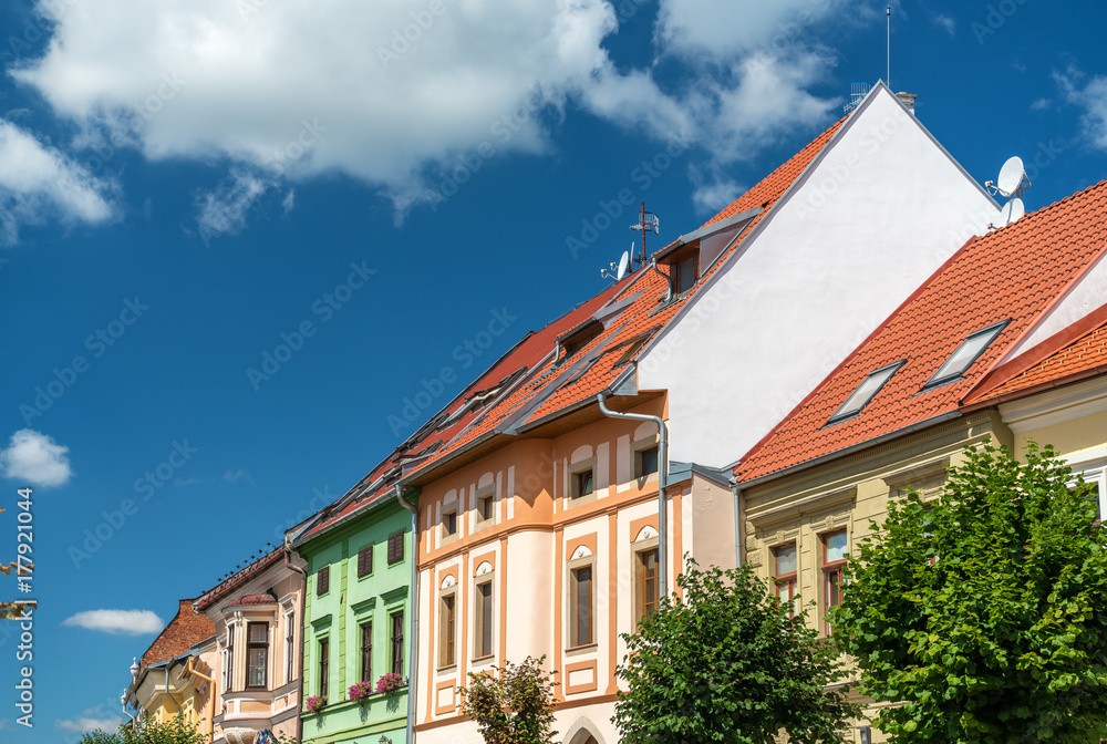 Traditional buildings in the old town of Levoca, Slovakia