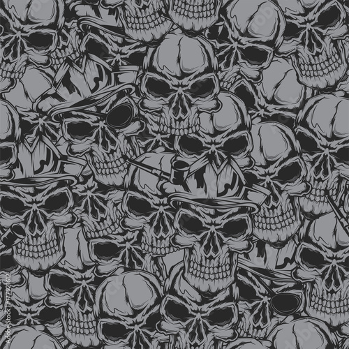 Seamless pattern with pirate skulls