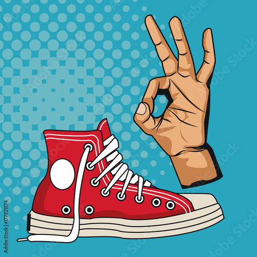 Vintage sneaker pop art icon vector illustration graphic design