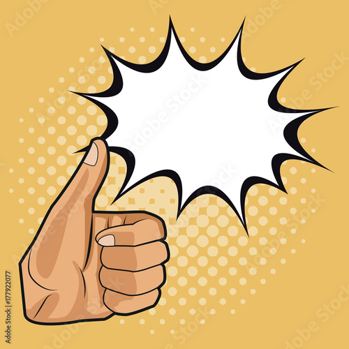 Thumb up pop art icon vector illustration graphic design