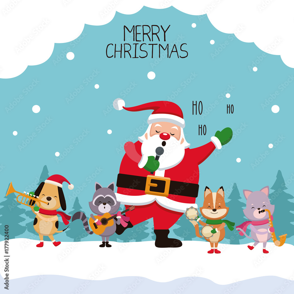 Merry chrismtas card cartoon icon vector illustration graphic design